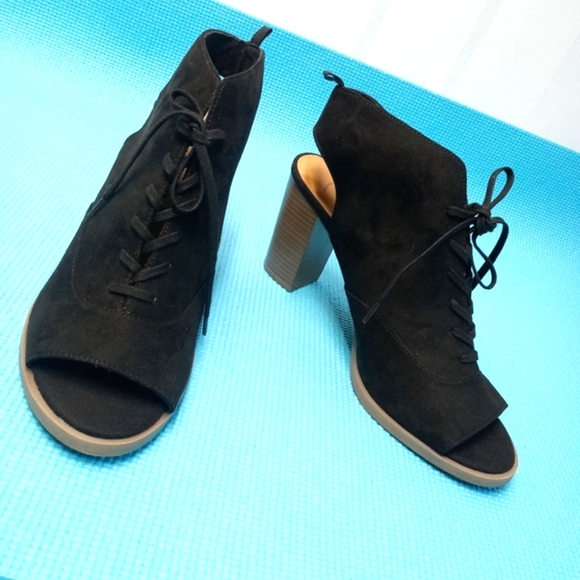 Gap Open Toe Ankle Boots Peep Toe Black Size 9 - Picture 5 of 10